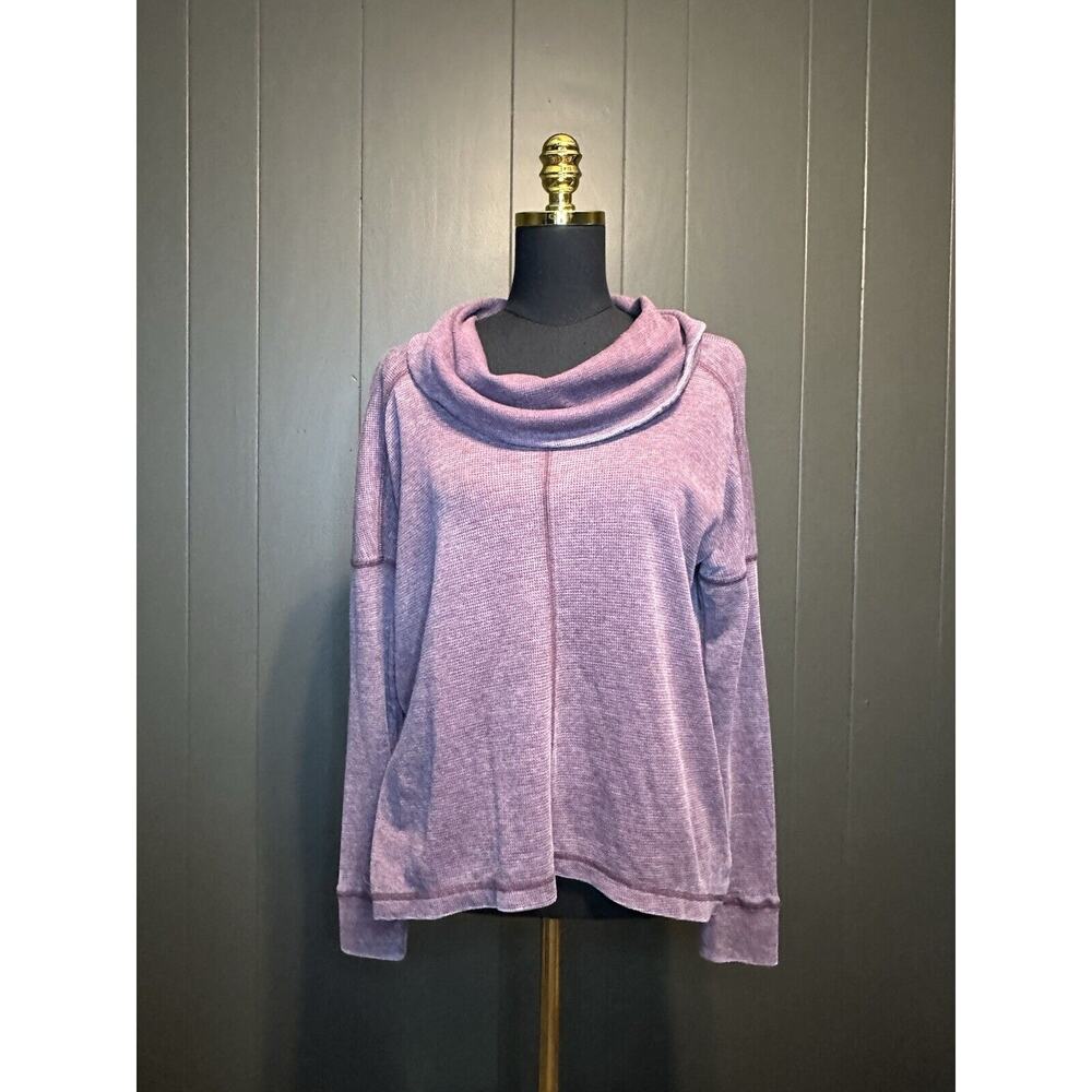 Lucky Brand Purple Knot Long Sleeve Cowl Neck Sweater Top S Small